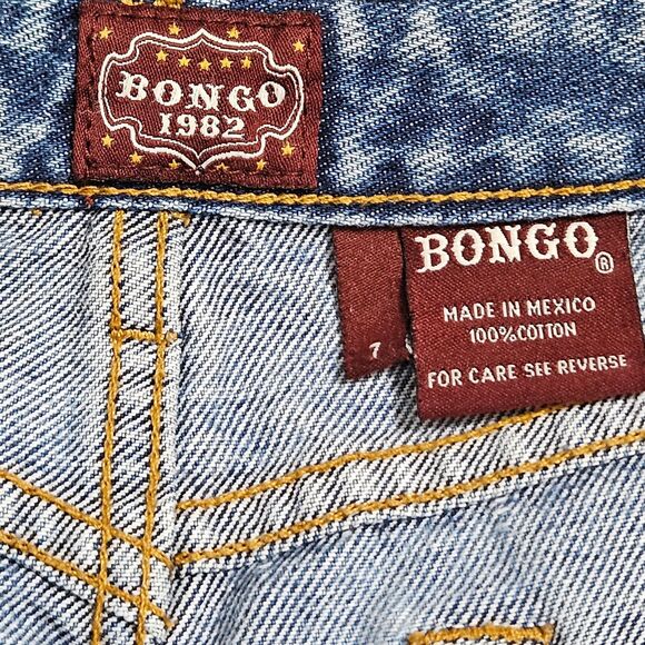 Vintage Bongo Denim Skirt High Waist 100% Cotton Blue Jean Y2K Size 7 - Picture 7 of 7